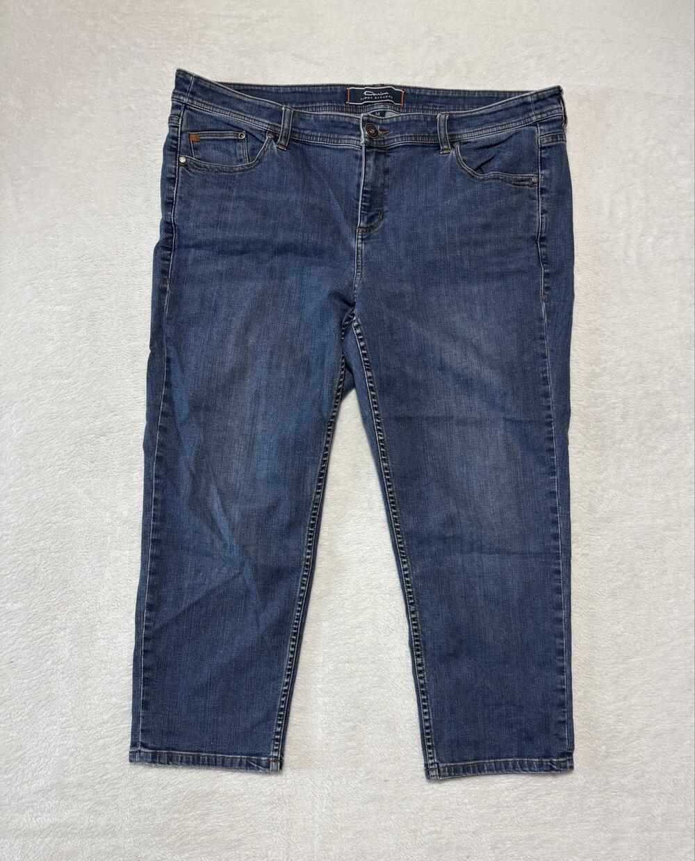 Tommy Bahama Jeans Womens 14 Blue Mid Rise Cropped Medium Wash Stretch Denim